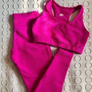 Booty By Brabants (BBB) Leggings and Sports Bra Set in Fuschia